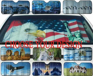 Sombra solar para ventana de automóvil CC / bandera estadounidense / águila / oso polar / delfín / cachorros - Imagen 1 de 1