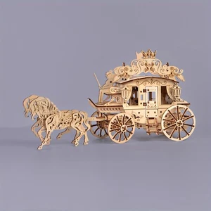 3D Holzpuzzle Kutsche Reise zusammengebaut Gebäudemodell DlY Handarbeit Spielzeug Geschenk - Bild 1 von 10