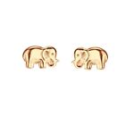 14k Rose Gold on 925 Sterling Silver Petite Animal Baby Elephant Stud Earrings 