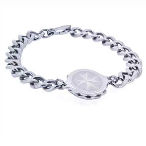 Pulsera médica para caballeros Talismán de acero inoxidable - Cruz de San Juan/Malta - Imagen 1 de 2