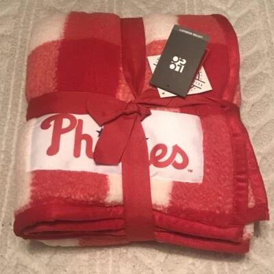 Philadelphia Phillies Buffalo Check Frosty Fleece Blanket Logo Brands 50x60 NWT - Image 1 of 4