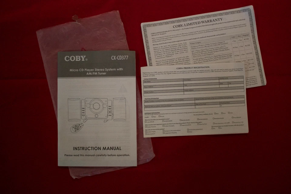 INSTRUCTION MANUAL ONLY for COBY CX-CD377 Micro CD Player Stereo System - Image 1 of 1