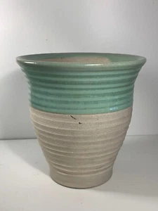 Heavy Mint Green & White Terra Cotta Flower Pot 8 in. - Picture 1 of 8