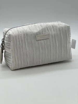 Bath & Body Works White Bag Zippered Makeup Travel Tote Zipper  With Mirror - Image 1 of 4