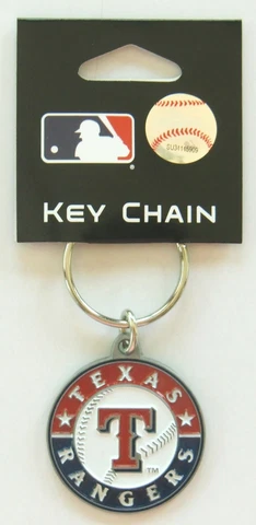 Texas Rangers 3-D Metal Key Chain MLB Licensed Baseball (Round) Cover