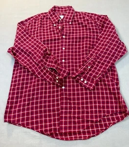 BROOKS BROTHERS Flannel Shirt Large Red White Blue  Check Sport Shirt Mens - Picture 1 of 13