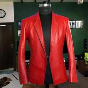Men Handcrafted Leather Blazer Jacket Stylish Outerwear for Every Occasion - Picture 1 of 4