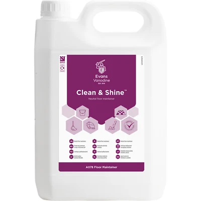 EVANS VANODINE Evans Floor Polish Floor Cleaner Clean & Shine Perfumed Neutral 5 Ltr