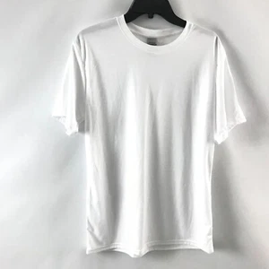 Gildan Men's T-Shirt Tee Active Quick Dry Short Sleeve White Top Crew Neck Sport - Picture 1 of 4