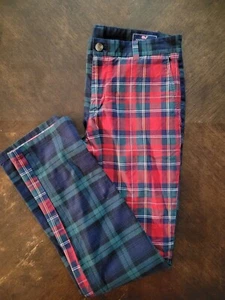 Vineyard Vines Pants Mens 31x32 Red Green Plaid Two Tone Mid Rise Straight Leg - Picture 1 of 12