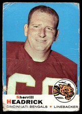 1969 Topps 9 Sherrill Headrick  Cincinnati Bengals  Football Card POOR