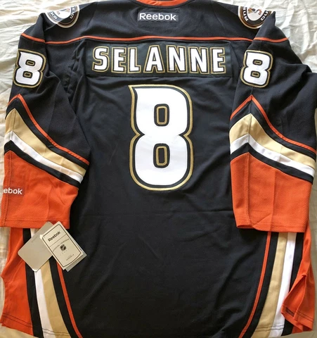 Teemu Selanne Anaheim Ducks Reebok 2013-14 last season stitched black jersey NEW Cover
