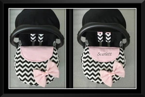 doona universal baby car seat apron black white chevrons pink personalised pads