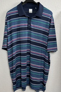 Callaway Opti Dri Mens Golf Polo Blue Pink White Striped short sleeve 4X EUC - Picture 1 of 19