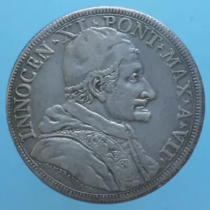 INNOCENZO XI PIASTRA VII ROMA ARGENTO SILVER NUMISMATICA MONETA DA COLLEZIONE - Foto 1 di 2