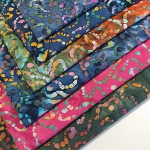 Batik 100 % Baumwolle Stoff hell mehrfarbig handgefärbt Patchwork Handwerk Material - Bild 1 von 25
