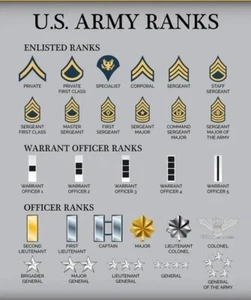U.S. Army Ranks POSTER 24 X 36 Inches - Picture 1 of 2