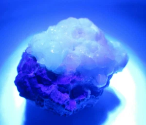 GEM BLUE HYALITE OPAL VERY RARE UNIQUE NATURAL UV REACTIVE CRYSTAL GEODE NODULE - Picture 1 of 11