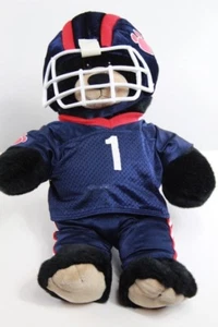 Build A Bear Black Bear with Blue Football Uniform - Picture 1 of 5