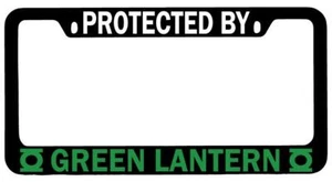 Protected By Green Lantern Black METAL License Plate Frame Auto DC - Picture 1 of 1