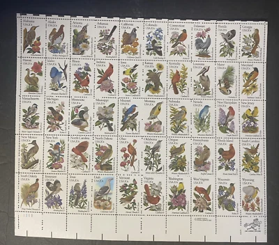 US Stamp Scott #1953-2002 -20 cent  State Birds & Flowers -1982 -sheet of 50 MNH - Image 1 of 3
