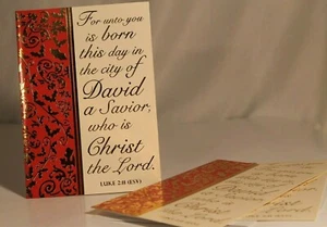 3 biglietti di auguri di Natale pigna design rosso Luca 2:11 Salvatore Cristo Signore - Foto 1 di 6