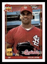 1991 Topps Felix Jose #368 St. Louis Cardinals