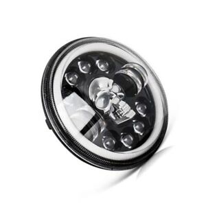 7"Headlight 65W Skull Durable LED Head lamp Head Light Road Legal Fits For Honda