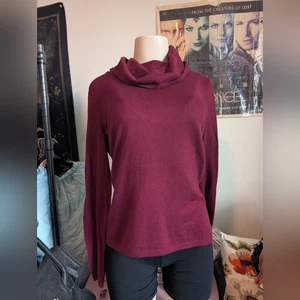 Loft Red Cowl Neck Long Sleeve Sweater Size Medium - Picture 1 of 13