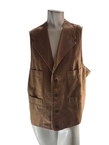 Scully Men's Vest Extra Large Tan Cotton Canvas Buckle Back Waist Coat - Picture 1 of 8