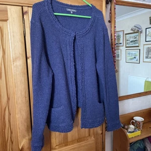 Laura Ashley Womens dark blue knitted Jacket Size 20 Hook & Eye fastening - Picture 1 of 6