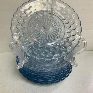 Anchor Hocking Blau Vertiefung Blase Glas Brotteller Menge 9 - Bild 1 von 3