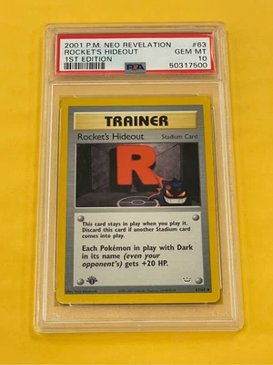 2001 Pokemon Neo Revelation Rocket's Hideout 1st Edition #63/64 PSA 10 - Image 1 of 2