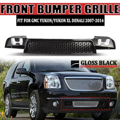 Honeycomb Front Lower Bumper Grille For GMC Yukon/XL Denali 2007-14 Gloss Black Foto 1 de 4