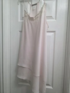 Linea Donatella Small Asymmetrical Mini Sheer Pink Floral Lace Baby Doll Gown - Picture 1 of 8