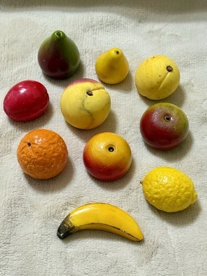 Lote Tallado, Pintado Alabastro Mármol Piedra Fruta - 10 Piezas Foto 1 de 4