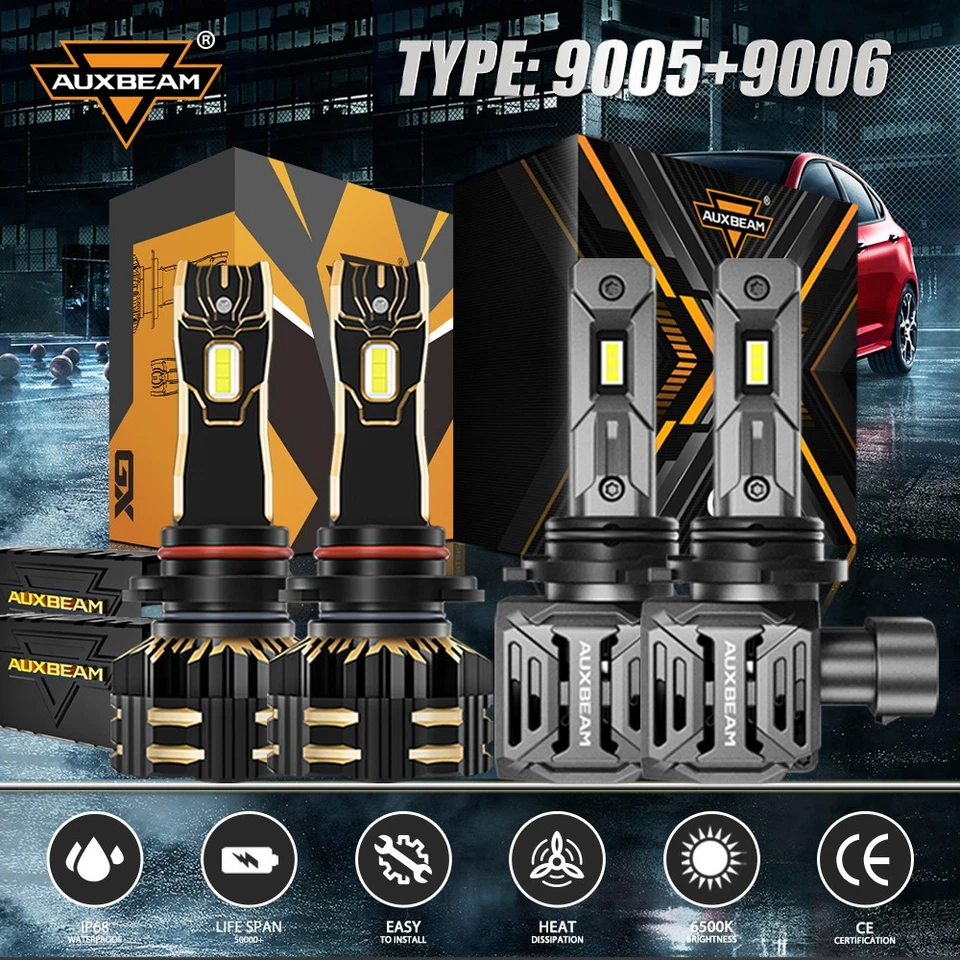 Combo de faros LED AUXBEAM 9005 9006 4 bombillas para Chevy Silverado 1500 1999-2006 Foto 1 de 4