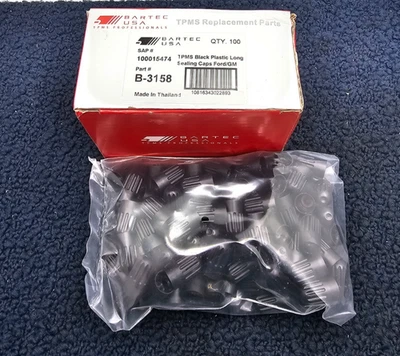 (QTY 100) Bartec B-3158 TPMS Black Plastic Long Sealing Valve Cap For Ford/GM - Image 1 of 4
