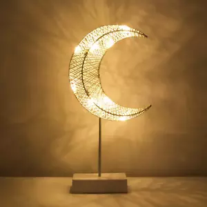 Decorative Table Lamp, Moon Shape Ramadan Desk Lamp Battery Powered Light, Windi - Picture 1 of 12