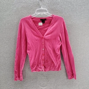 Willi Smith Women Sweater Large Pink Vintage Cardigan Crop Button Up V Neck READ - Picture 1 of 9