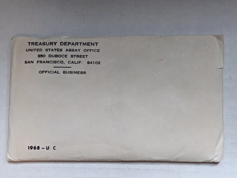1968 Uncirculated Mint Set 40% Silver Kennedy US Mint Envelope/Insert OGP Cover