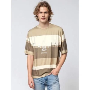 Camiseta de Colección Pisa Hecha en Italia Para Hombre Grande a Rayas Manga Corta Cuello Redondo - Imagen 1 de 6