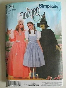 Simplicity Costume Pattern # 4136 Wizard of Oz Dorothy Good Fairy Wicked Witch - Picture 1 of 4