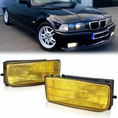 For 92-99 BMW 3 Series E36/M3 Fog Lights Driving Lamp Pair Yellow Lens w/Bulbs - Image 1 of 4