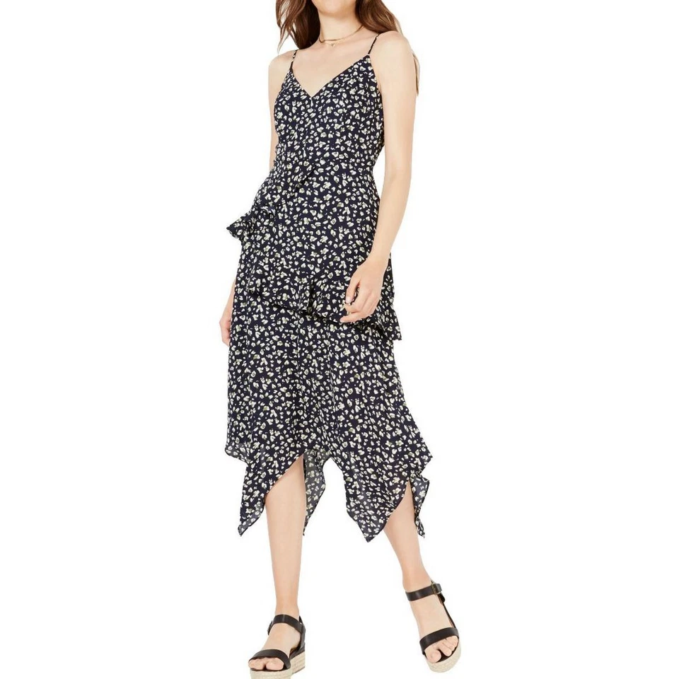 Trixxi Womens Navy Spaghetti Strap Midi Sheath Party Dress Juniors 3