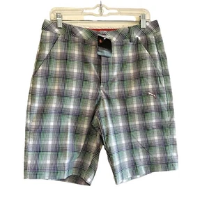 Pantalones Cortos Puma Moisture Management Para Hombre Talla 30 Verde A Cuadros Rendimiento Deportivo - Imagen 1 de 8