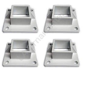 Floor Flange 2"x2" Square Aluminum Fence Posts Heavy Duty Deck Mount White (4p) - Picture 1 of 5