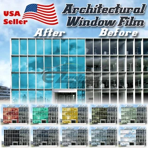 Window Tint One Way Mirror (Chrome Style ONLY) UV Heat Reflective Home Office - Picture 1 of 72