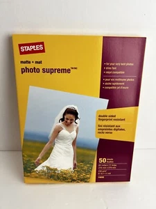 Staples Matte  Mat Photo Supreme Printer Photo Paper 50 Sheets 8.5 X 11 Inches - Picture 1 of 4