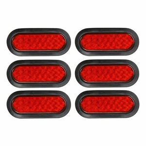 6x 6" 24 LED Oval Red Truck Trailer Stop/Turn/Tail Brake Sealed Lights w/Grommet - Bild 1 von 7